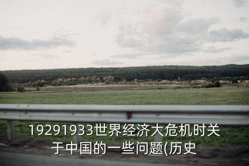 19291933世界經(jīng)濟(jì)大危機(jī)時關(guān)于中國的一些問題(歷史
