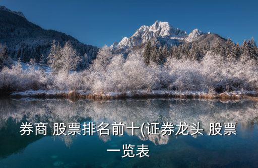 券商 股票排名前十(證券龍頭 股票一覽表