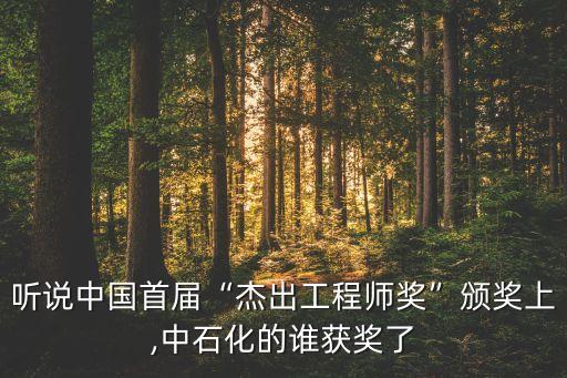 聽說中國首屆“杰出工程師獎(jiǎng)”頒獎(jiǎng)上,中石化的誰獲獎(jiǎng)了