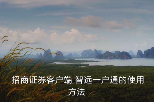  招商證券客戶(hù)端 智遠(yuǎn)一戶(hù)通的使用方法