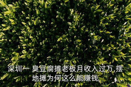 深圳一 臭豆腐攤老板月收入過萬,擺地攤為何這么能賺錢