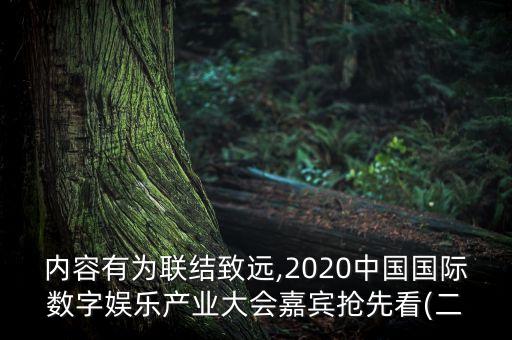 內(nèi)容有為聯(lián)結(jié)致遠(yuǎn),2020中國國際數(shù)字娛樂產(chǎn)業(yè)大會(huì)嘉賓搶先看(二
