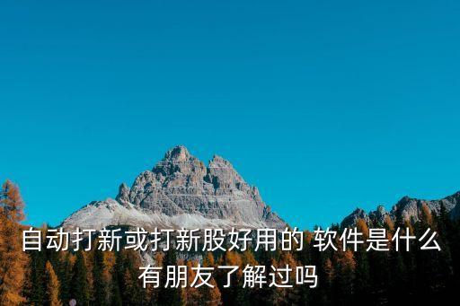 自動(dòng)打新或打新股好用的 軟件是什么有朋友了解過嗎
