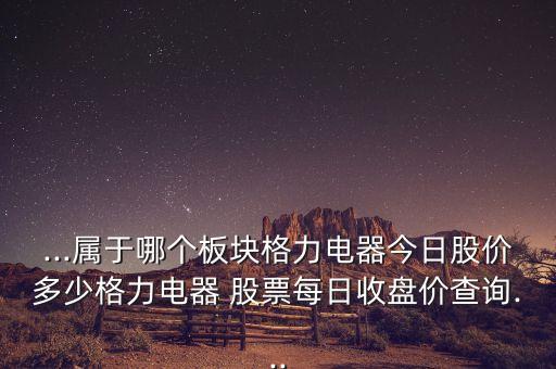 ...屬于哪個(gè)板塊格力電器今日股價(jià)多少格力電器 股票每日收盤價(jià)查詢...