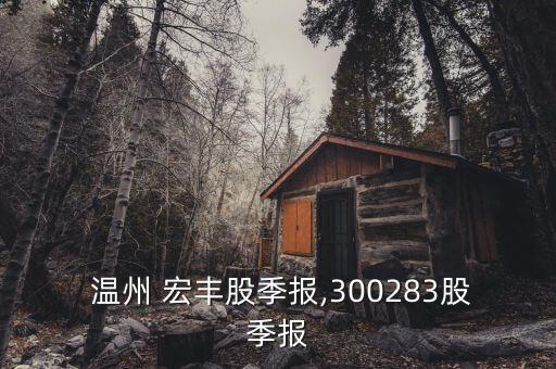  溫州 宏豐股季報,300283股季報