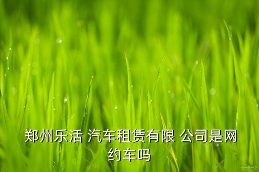  鄭州樂(lè)活 汽車租賃有限 公司是網(wǎng)約車嗎