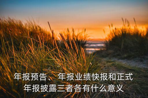  年報預(yù)告、 年報業(yè)績快報和正式 年報披露三者各有什么意義