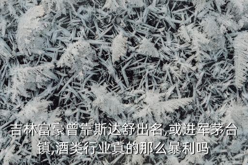 吉林富豪曾靠斯達舒出名,或進軍茅臺鎮(zhèn),酒類行業(yè)真的那么暴利嗎