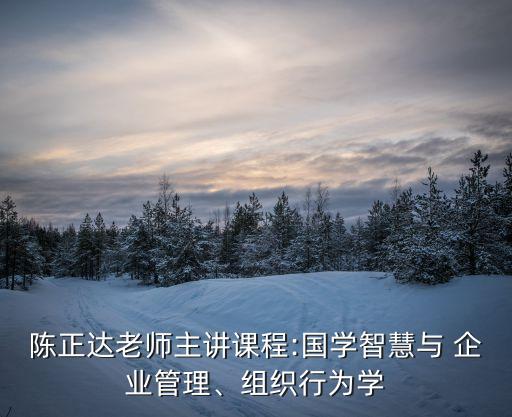 陳正達(dá)老師主講課程:國(guó)學(xué)智慧與 企業(yè)管理、組織行為學(xué)