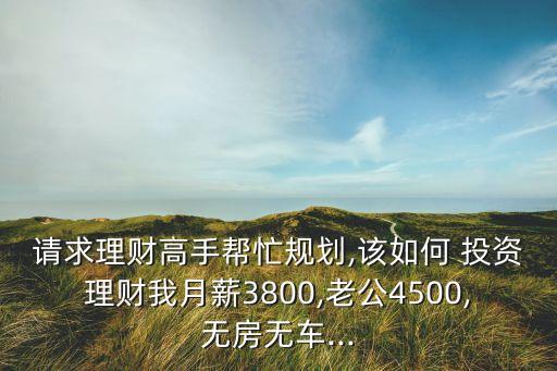 請(qǐng)求理財(cái)高手幫忙規(guī)劃,該如何 投資理財(cái)我月薪3800,老公4500,無(wú)房無(wú)車...
