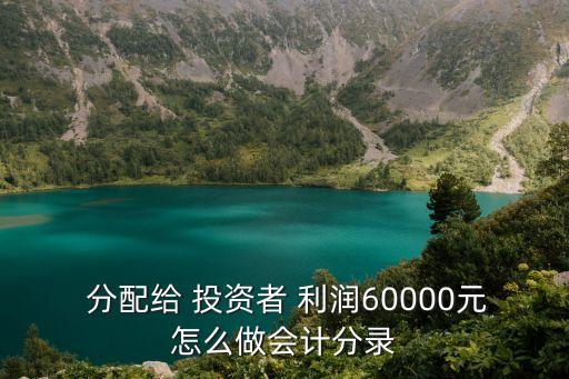  分配給 投資者 利潤60000元怎么做會(huì)計(jì)分錄