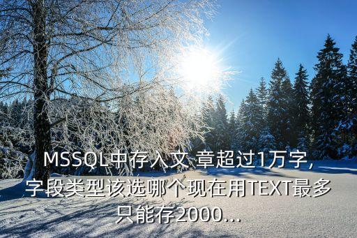 MSSQL中存入文 章超過(guò)1萬(wàn)字,字段類型該選哪個(gè)現(xiàn)在用TEXT最多只能存2000...