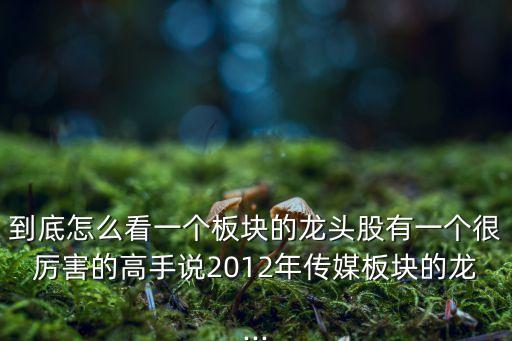 到底怎么看一個(gè)板塊的龍頭股有一個(gè)很厲害的高手說(shuō)2012年傳媒板塊的龍...