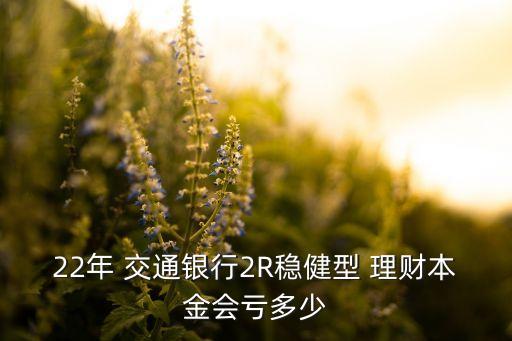 22年 交通銀行2R穩(wěn)健型 理財(cái)本金會(huì)虧多少