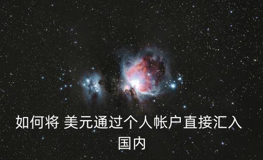 如何將 美元通過個人帳戶直接匯入 國內