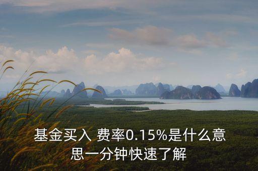 基金費(fèi)率是什么,基金買入費(fèi)率0.15是什么意思