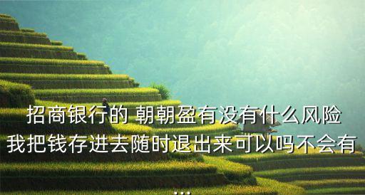  招商銀行的 朝朝盈有沒有什么風(fēng)險(xiǎn)我把錢存進(jìn)去隨時退出來可以嗎不會有...