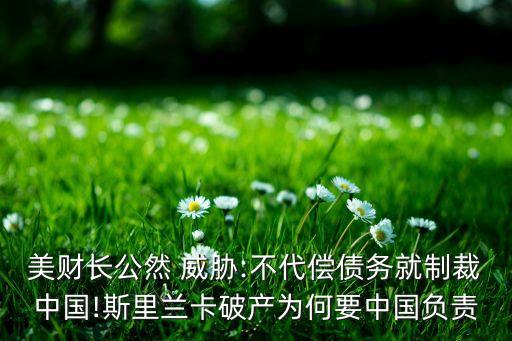美財長公然 威脅:不代償債務就制裁中國!斯里蘭卡破產為何要中國負責