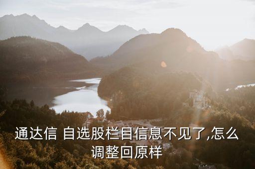 通達信 自選股欄目信息不見了,怎么調(diào)整回原樣