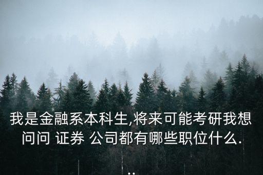 我是金融系本科生,將來可能考研我想問問 證券 公司都有哪些職位什么...