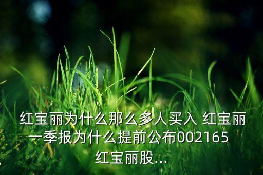 紅寶麗為什么那么多人買(mǎi)入 紅寶麗一季報(bào)為什么提前公布002165 紅寶麗股...