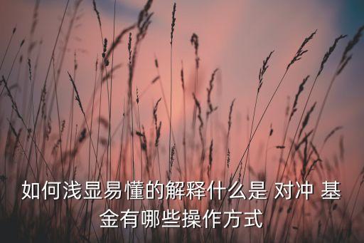 如何淺顯易懂的解釋什么是 對沖 基金有哪些操作方式