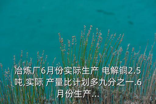 冶煉廠6月份實際生產 電解銅2.5噸,實際 產量比計劃多九分之一.6月份生產...