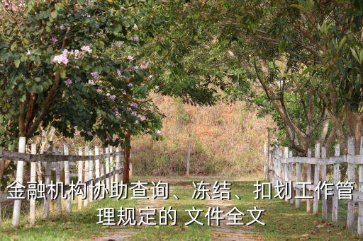 金融機構(gòu)協(xié)助查詢、凍結(jié)、扣劃工作管理規(guī)定的 文件全文