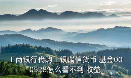 工商銀行代購(gòu)工銀瑞信貨幣 基金000528怎么看不到 收益