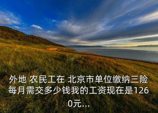 外地 農(nóng)民工在 北京市單位繳納三險(xiǎn)每月需交多少錢我的工資現(xiàn)在是1260元...