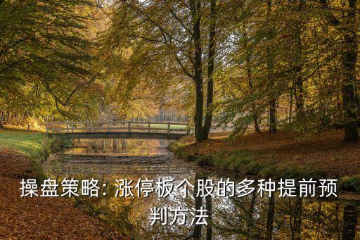 操盤策略: 漲停板個(gè)股的多種提前預(yù)判方法