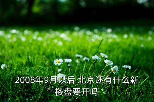 2008年9月以后 北京還有什么新樓盤(pán)要開(kāi)嗎