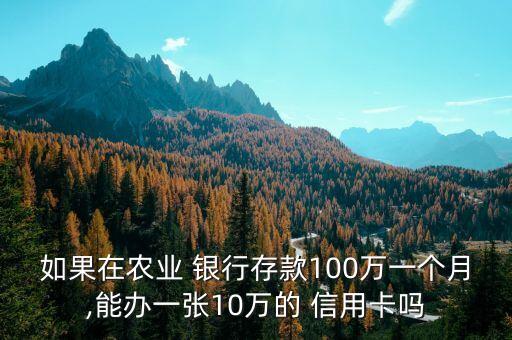 如果在農(nóng)業(yè) 銀行存款100萬一個月,能辦一張10萬的 信用卡嗎