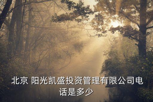  北京 陽光凱盛投資管理有限公司電話是多少