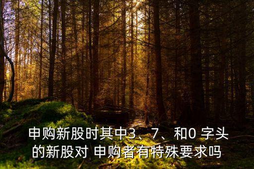  申購新股時其中3、7、和0 字頭的新股對 申購者有特殊要求嗎