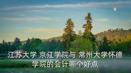 江蘇大學(xué) 京江學(xué)院與 常州大學(xué)懷德學(xué)院的會計哪個好點