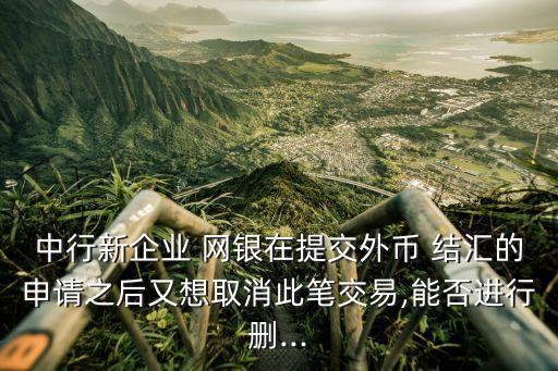 中行新企業(yè) 網(wǎng)銀在提交外幣 結(jié)匯的申請之后又想取消此筆交易,能否進行刪...