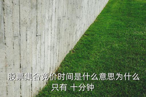  股票集合競價時間是什么意思為什么只有 十分鐘