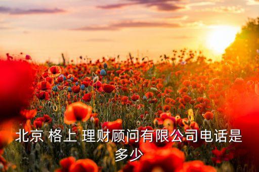 北京 格上 理財(cái)顧問(wèn)有限公司電話是多少