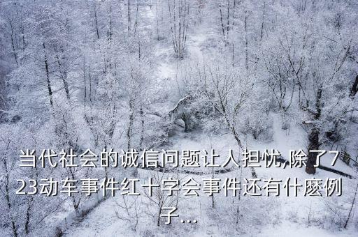 當(dāng)代社會(huì)的誠信問題讓人擔(dān)憂,除了723動(dòng)車事件紅十字會(huì)事件還有什麼例子...