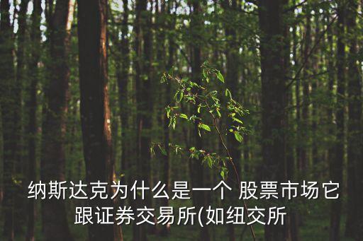  納斯達(dá)克為什么是一個 股票市場它跟證券交易所(如紐交所