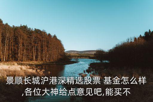 景順長(zhǎng)城滬港深精選股票 基金怎么樣,各位大神給點(diǎn)意見吧,能買不