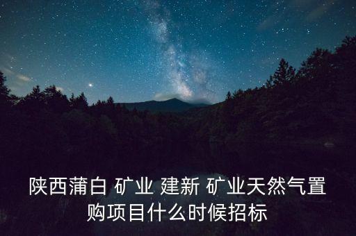 陜西蒲白 礦業(yè) 建新 礦業(yè)天然氣置購項目什么時候招標