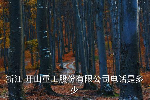 浙江 開(kāi)山重工股份有限公司電話是多少