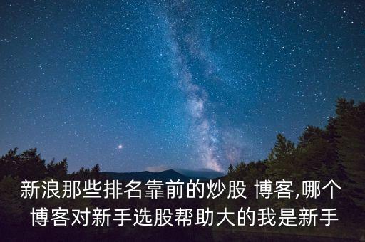 新浪那些排名靠前的炒股 博客,哪個(gè) 博客對新手選股幫助大的我是新手