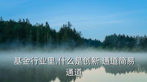  基金行業(yè)里,什么是創(chuàng)新 通道簡易 通道