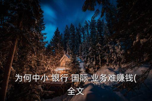 為何中小 銀行 國際 業(yè)務(wù)難賺錢(全文