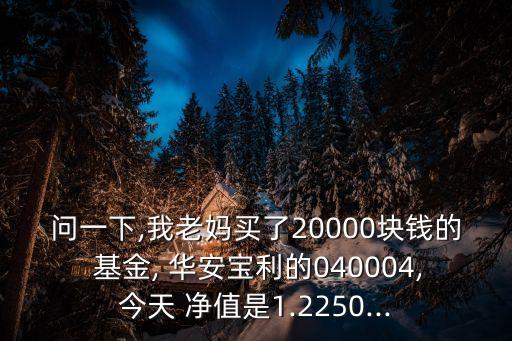 問(wèn)一下,我老媽買(mǎi)了20000塊錢(qián)的 基金, 華安寶利的040004,今天 凈值是1.2250...