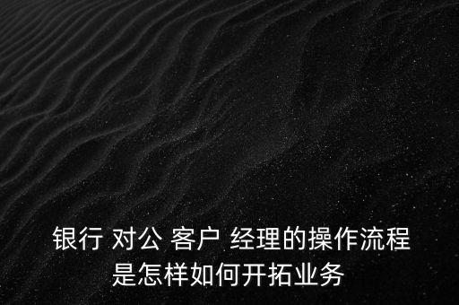  銀行 對(duì)公 客戶(hù) 經(jīng)理的操作流程是怎樣如何開(kāi)拓業(yè)務(wù)