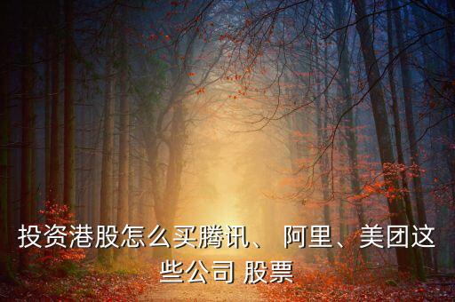 投資港股怎么買騰訊、 阿里、美團(tuán)這些公司 股票